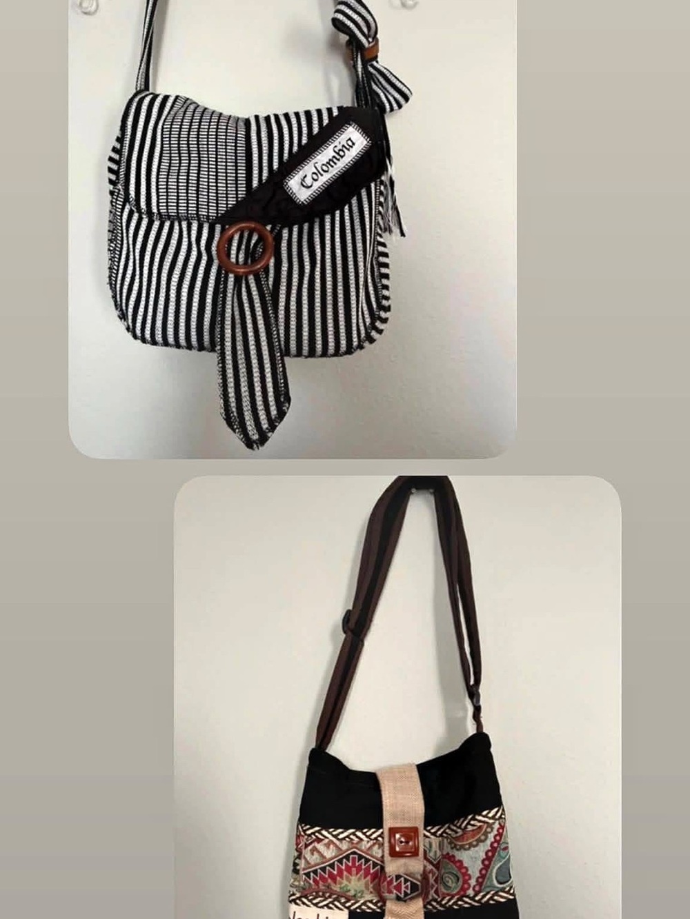 Handcrafted Columbian made Striped Crossbody Bags